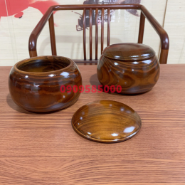 Hộp đựng cờ vây bằng gỗ táo - Set 2 cái hũ đựng cờ vây gỗ thịt