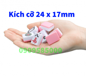 Bộ cờ mạt chược melamin size 24mm (tặng thước, túi đựng, thảm và xúc xắc)