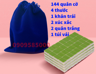 Bộ cờ mạt chược melamin size 24mm (tặng thước, túi đựng, thảm và xúc xắc)